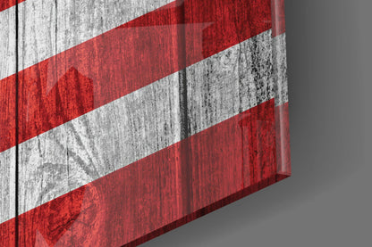 American Flag Wood Planks Glass Wall Art