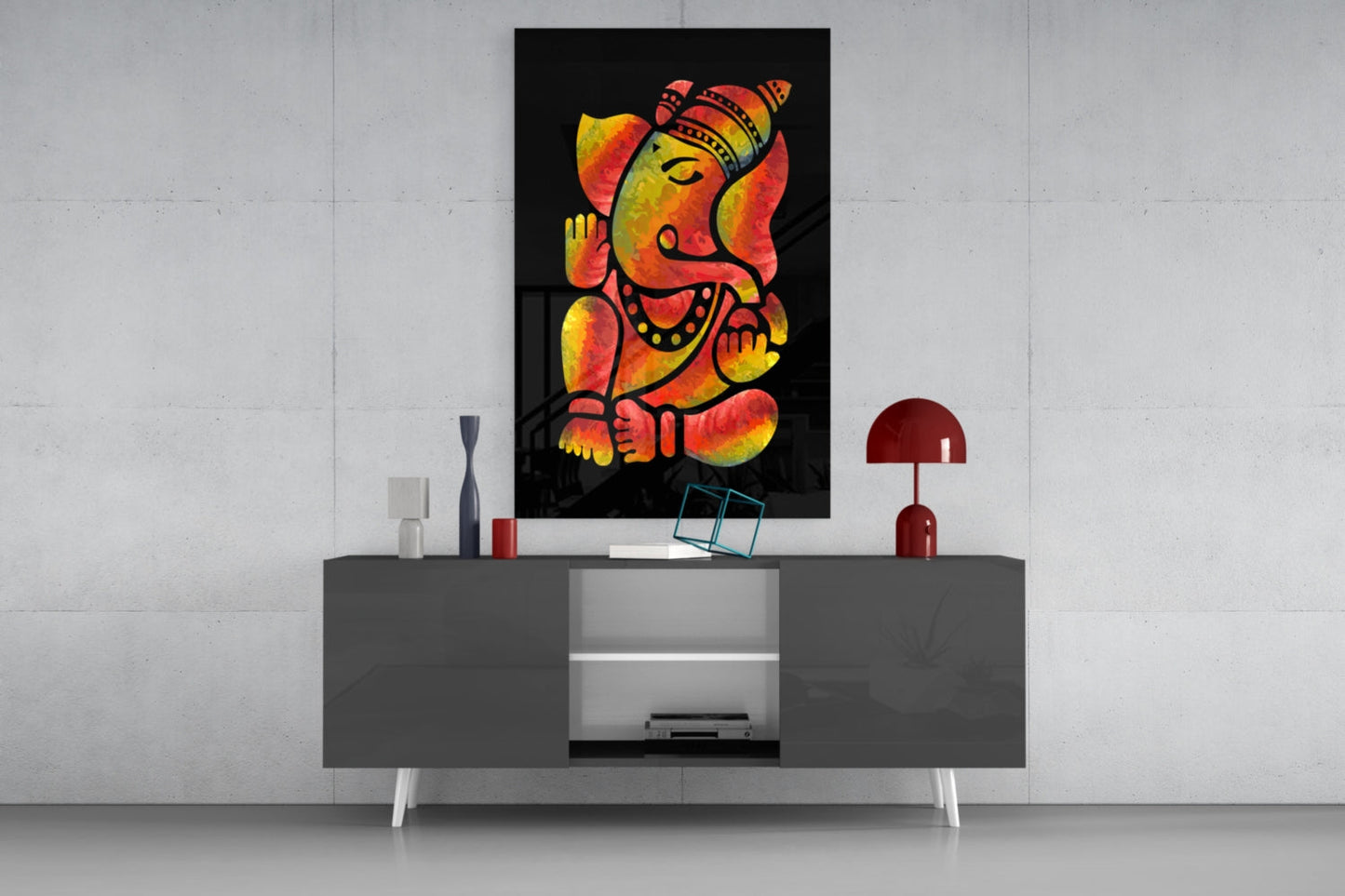 Stylized Ganesha Glass Wall Art