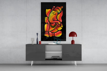 Stylized Ganesha Glass Wall Art