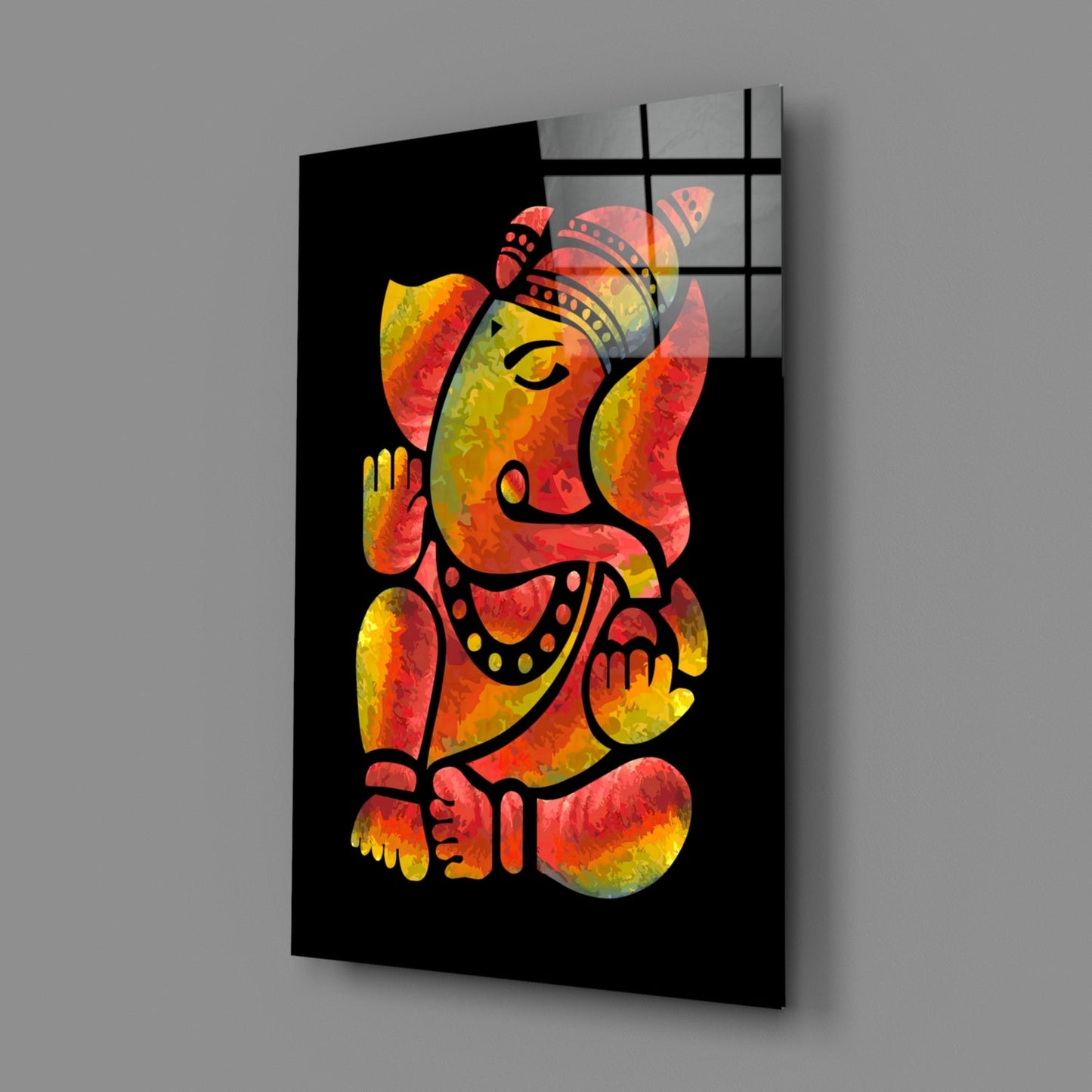 Stylized Ganesha Glass Wall Art