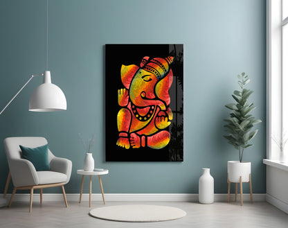 Stylized Ganesha Glass Wall Art