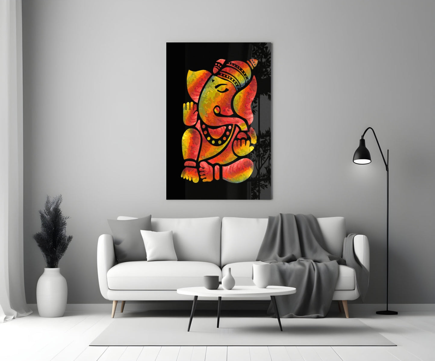 Stylized Ganesha Glass Wall Art