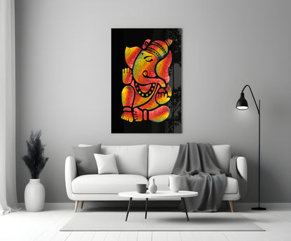 Stylized Ganesha Glass Wall Art