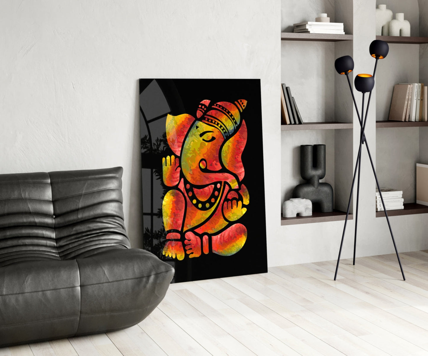 Stylized Ganesha Glass Wall Art