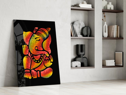 Stylized Ganesha Glass Wall Art
