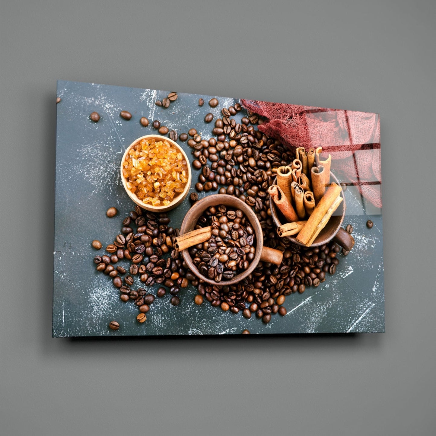 Coffee Beans and Cinnamon Glass Wall Art