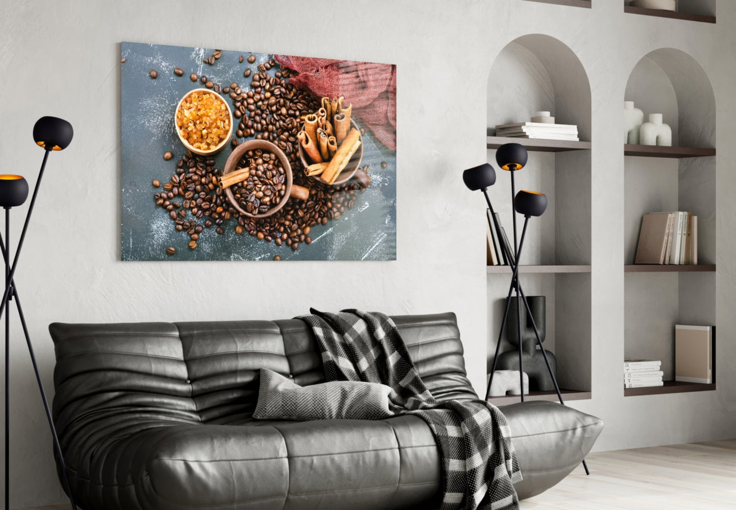 Coffee Beans and Cinnamon Glass Wall Art