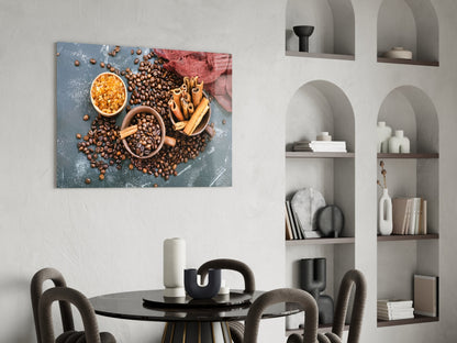 Coffee Beans and Cinnamon Glass Wall Art