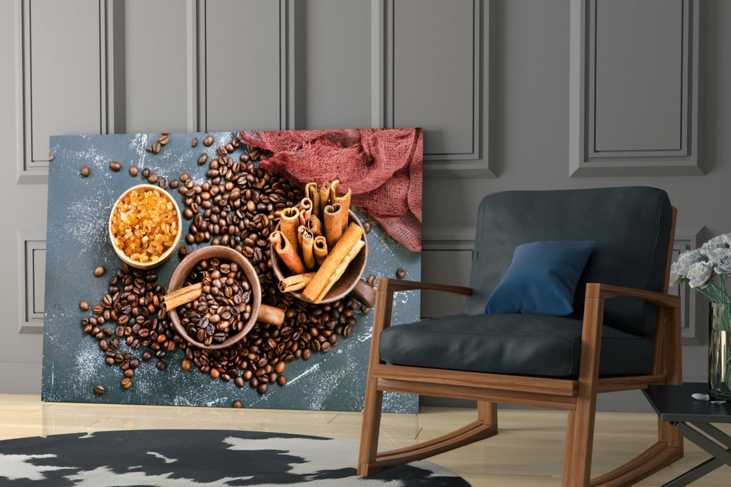 Coffee Beans and Cinnamon Glass Wall Art