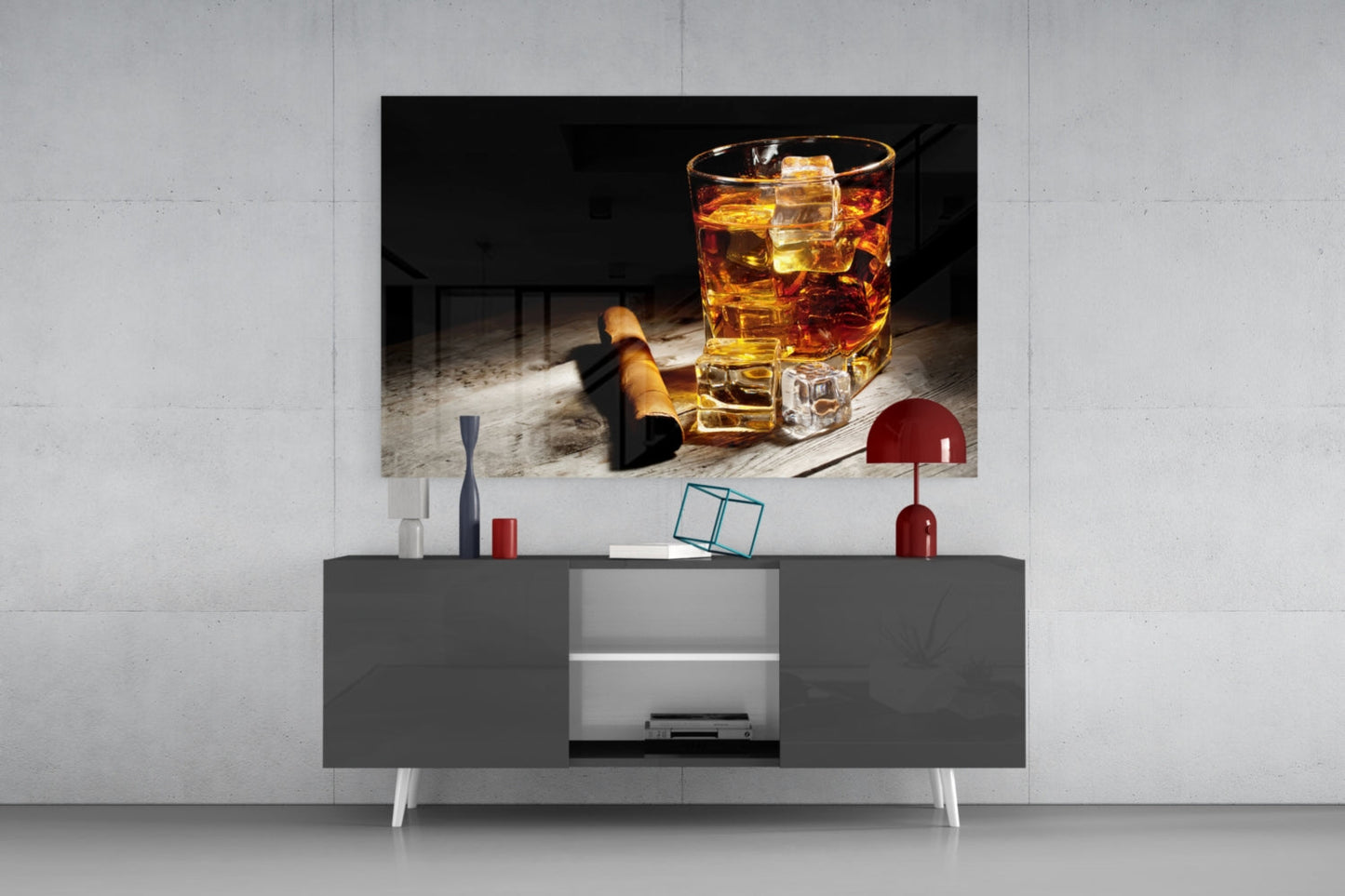 Whiskey & Cigar Glass Wall Art
