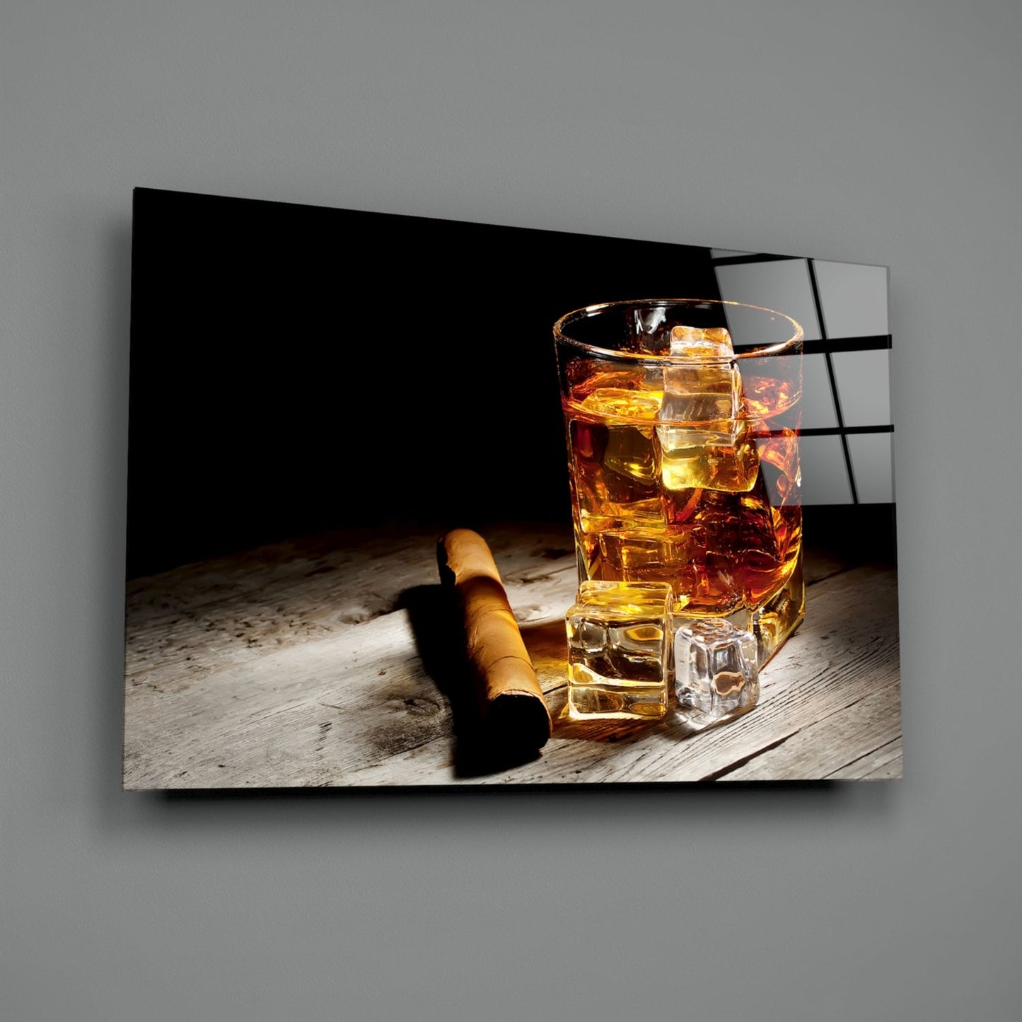 Whiskey & Cigar Glass Wall Art