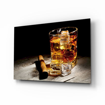Whiskey & Cigar Glass Wall Art