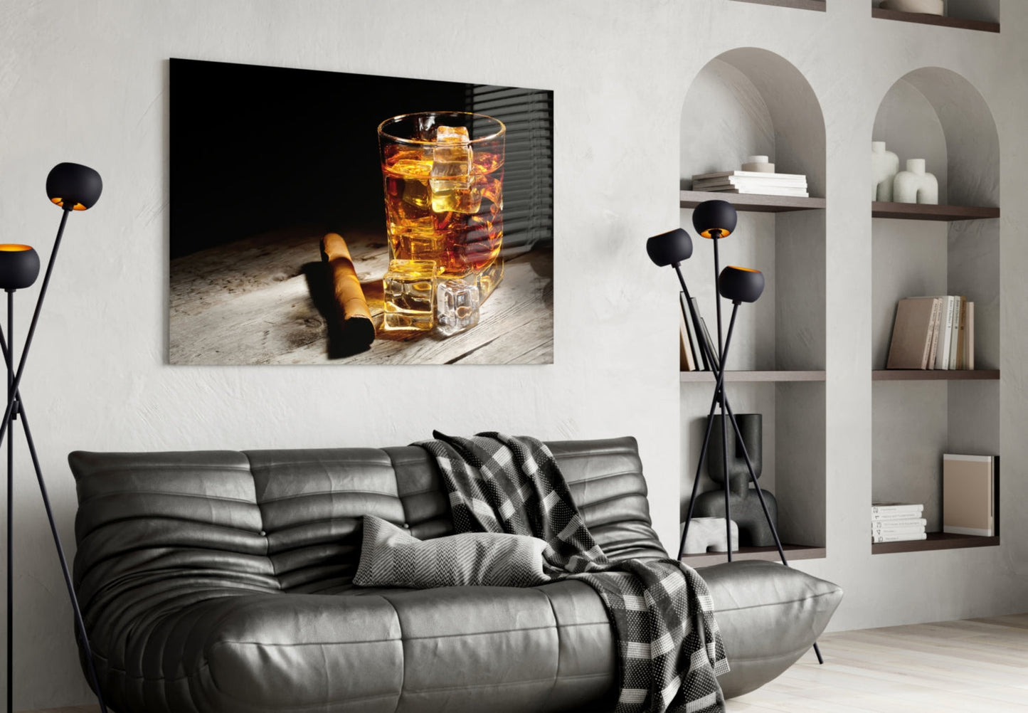 Whiskey & Cigar Glass Wall Art