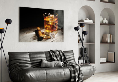 Whiskey & Cigar Glass Wall Art