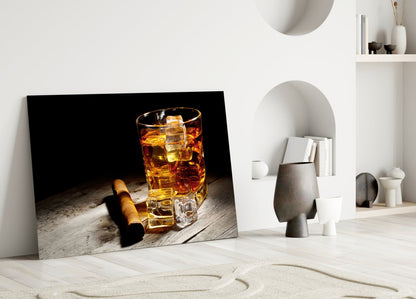 Whiskey & Cigar Glass Wall Art