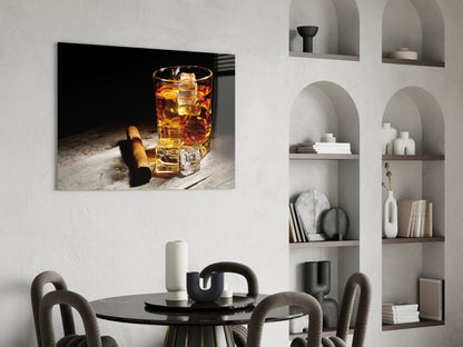 Whiskey & Cigar Glass Wall Art
