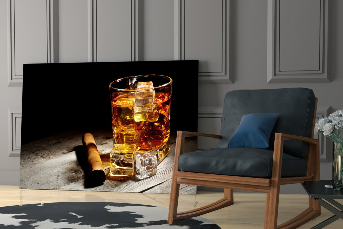 Whiskey & Cigar Glass Wall Art