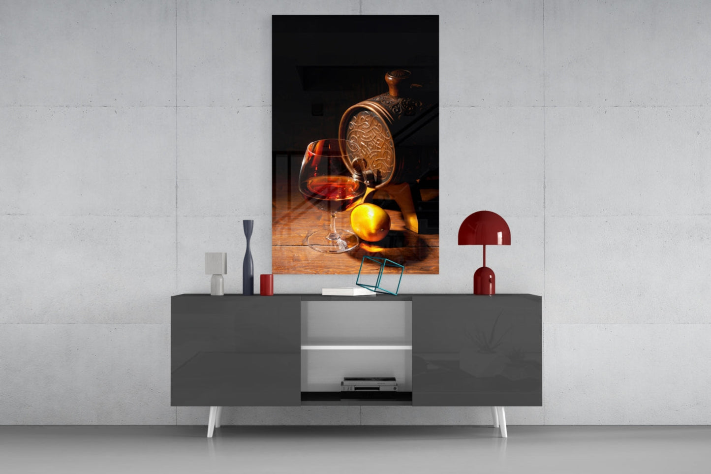 Wine and Barrel Glass Wall Art