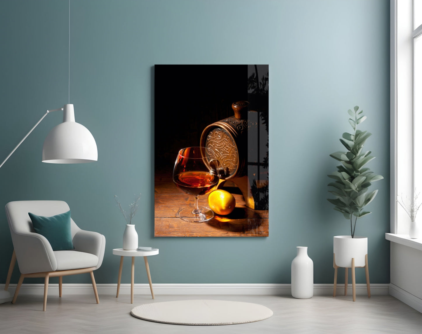 Wine and Barrel Glass Wall Art