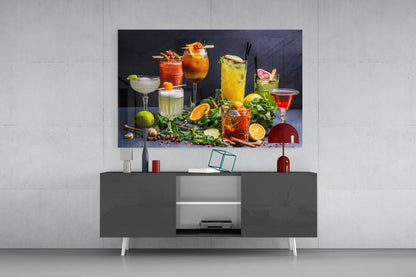 Citrus Herb Cocktail Bar Glass Wall Art