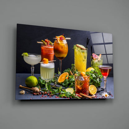 Citrus Herb Cocktail Bar Glass Wall Art