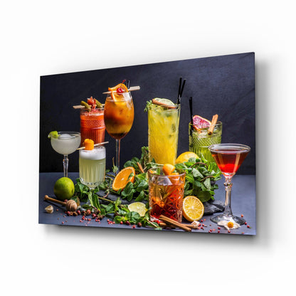 Citrus Herb Cocktail Bar Glass Wall Art