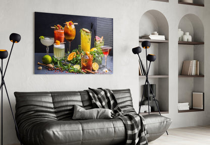 Citrus Herb Cocktail Bar Glass Wall Art
