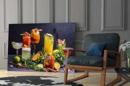 Citrus Herb Cocktail Bar Glass Wall Art