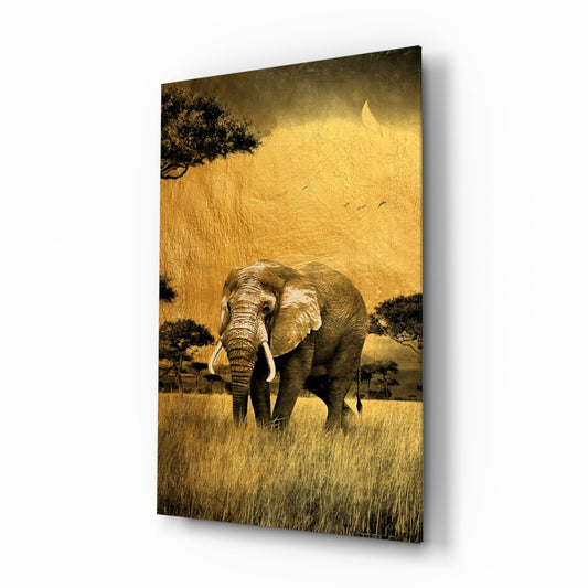 Safari Elephant Glass Wall Art