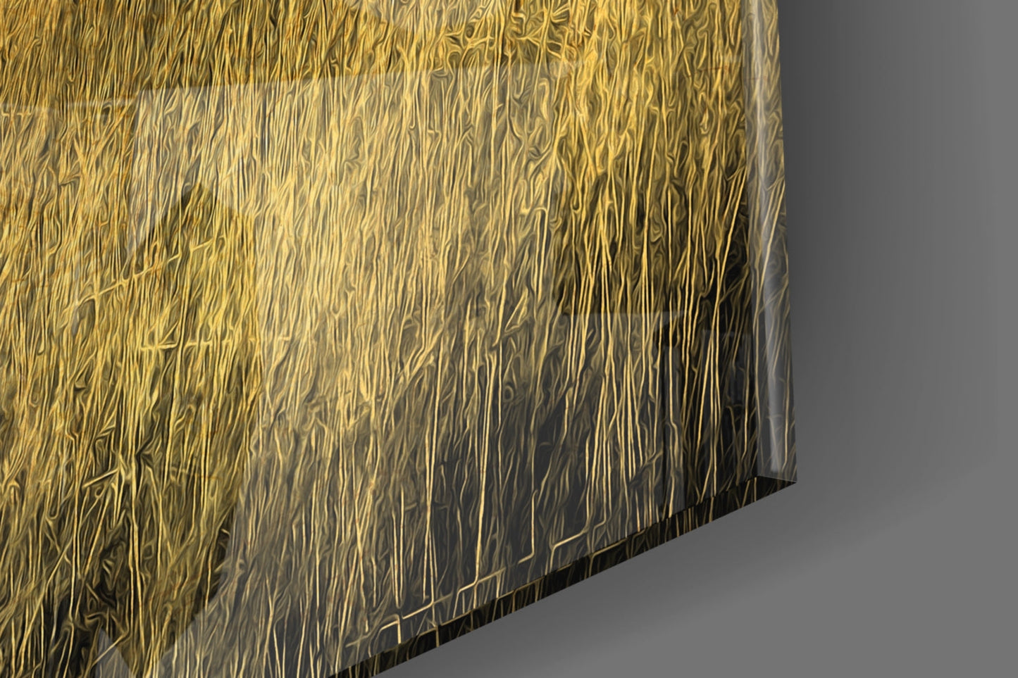 Golden Grassland Giraffe Pair Glass Wall Art