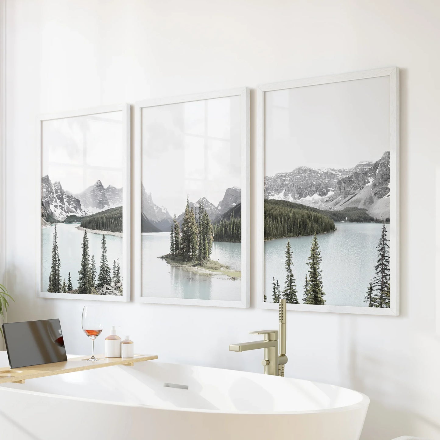 Canada Mountain Lake Wall Art, 3 Piece Nature Print Set