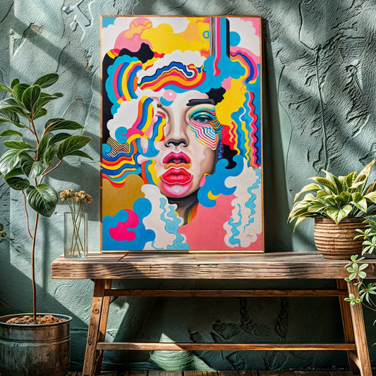 Candy Face Bold Colorful Abstract Canvas Wall Art