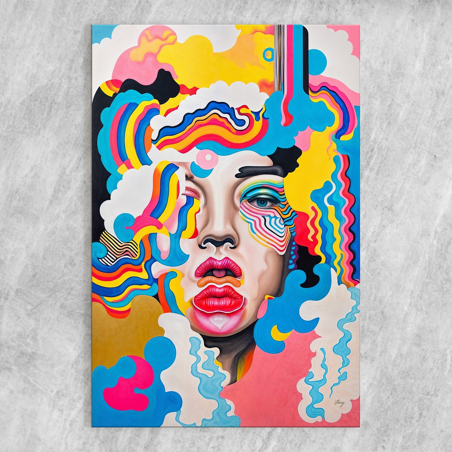 Candy Face Bold Colorful Abstract Canvas Wall Art