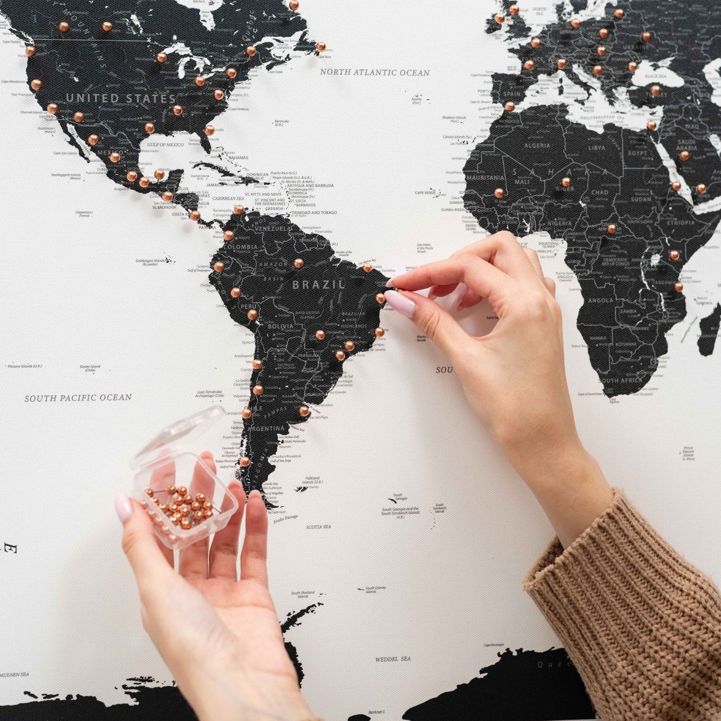 Onyx World Map Canvas Wall Art