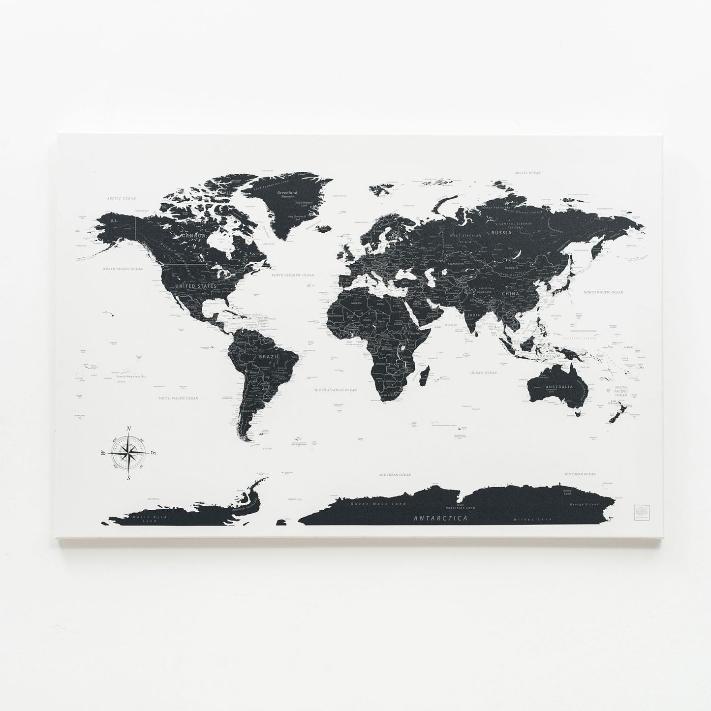 Onyx World Map Canvas Wall Art