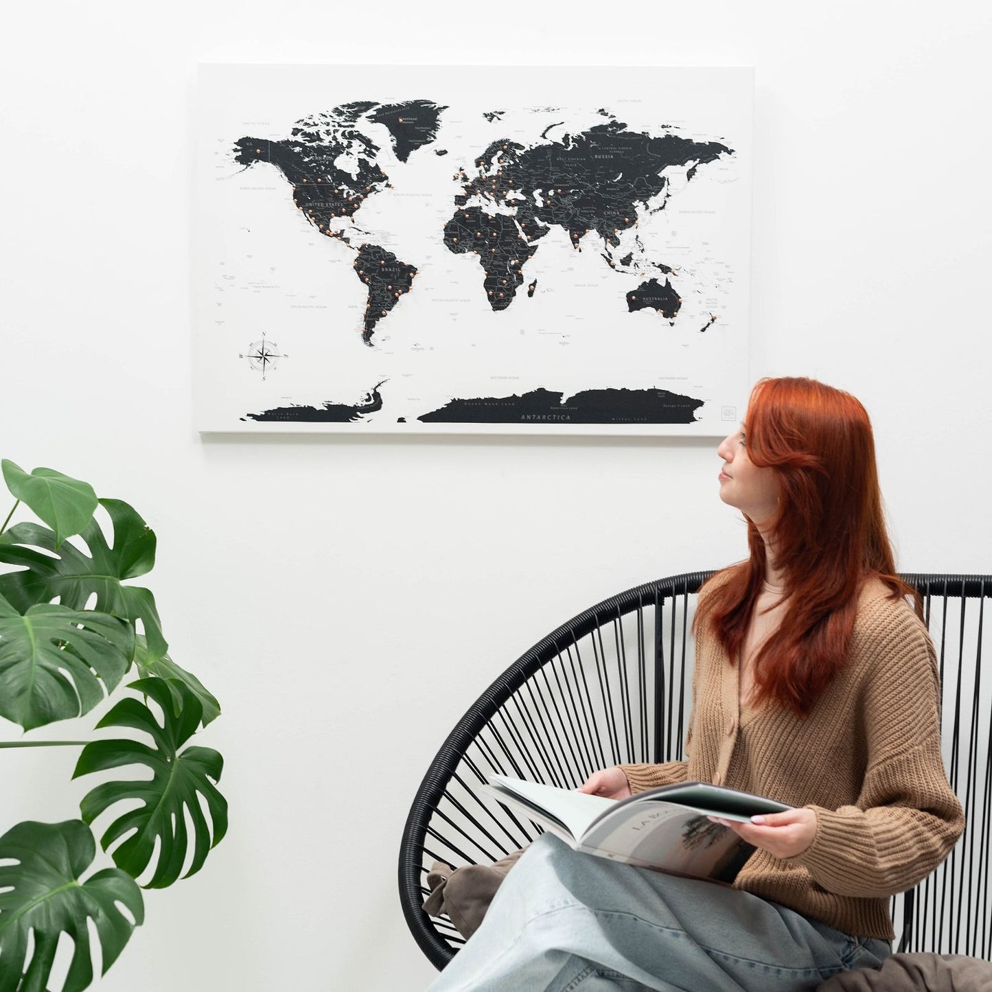 Onyx World Map Canvas Wall Art