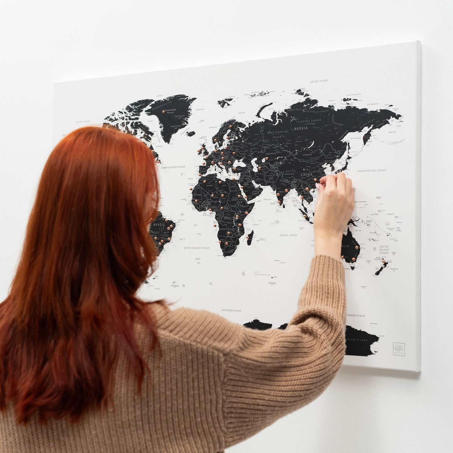 Onyx World Map Canvas Wall Art