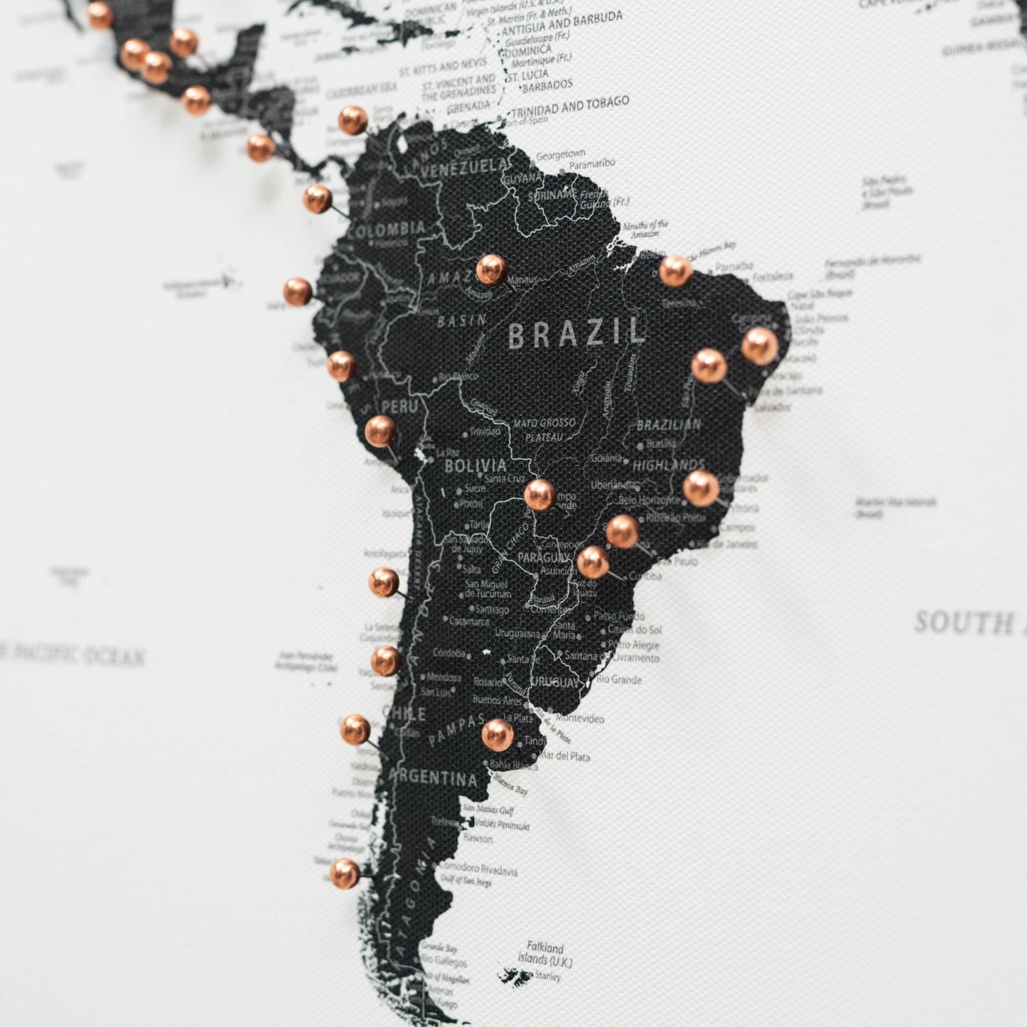 Onyx World Map Canvas Wall Art