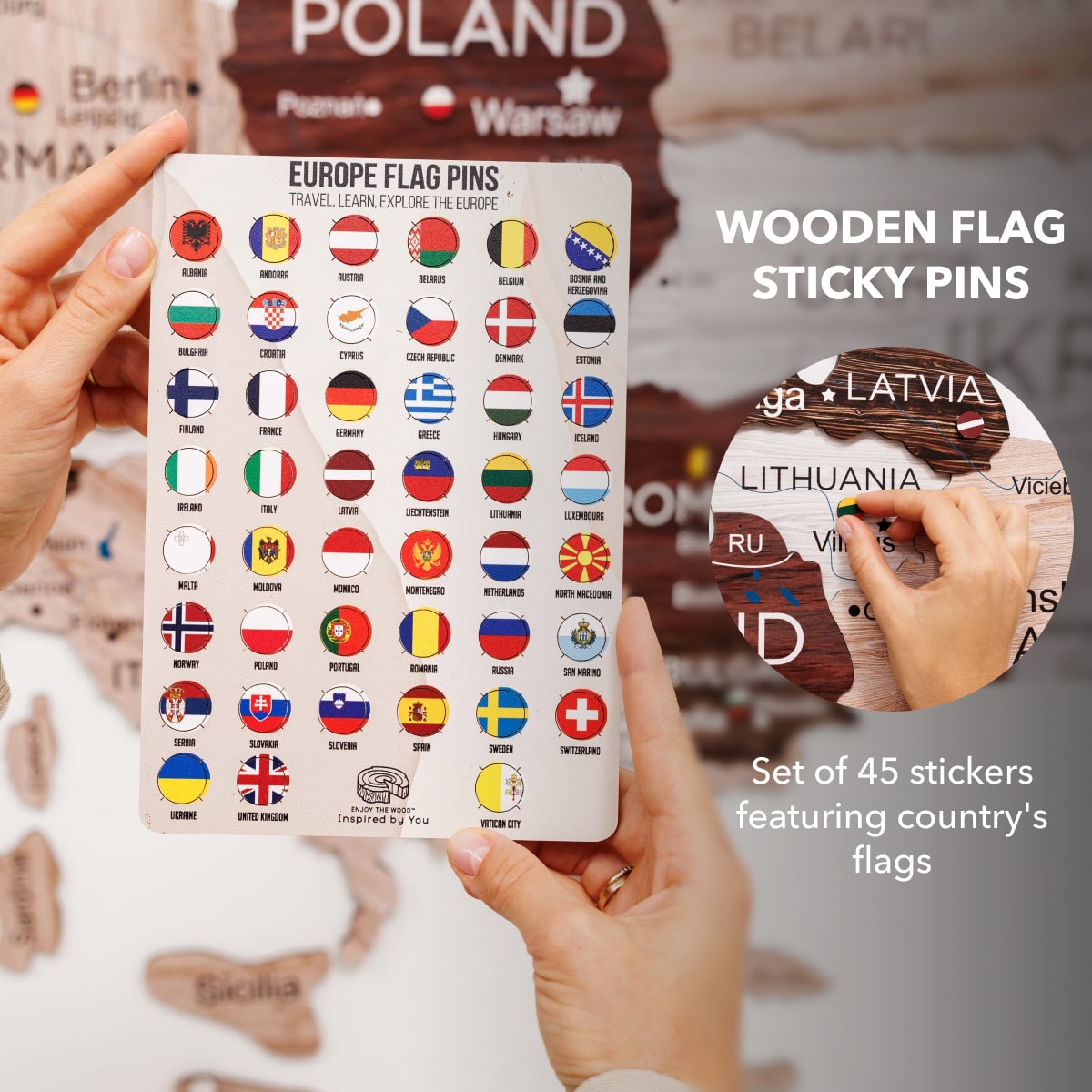 3D Wooden Europe Map Wall Art - Cappuccino