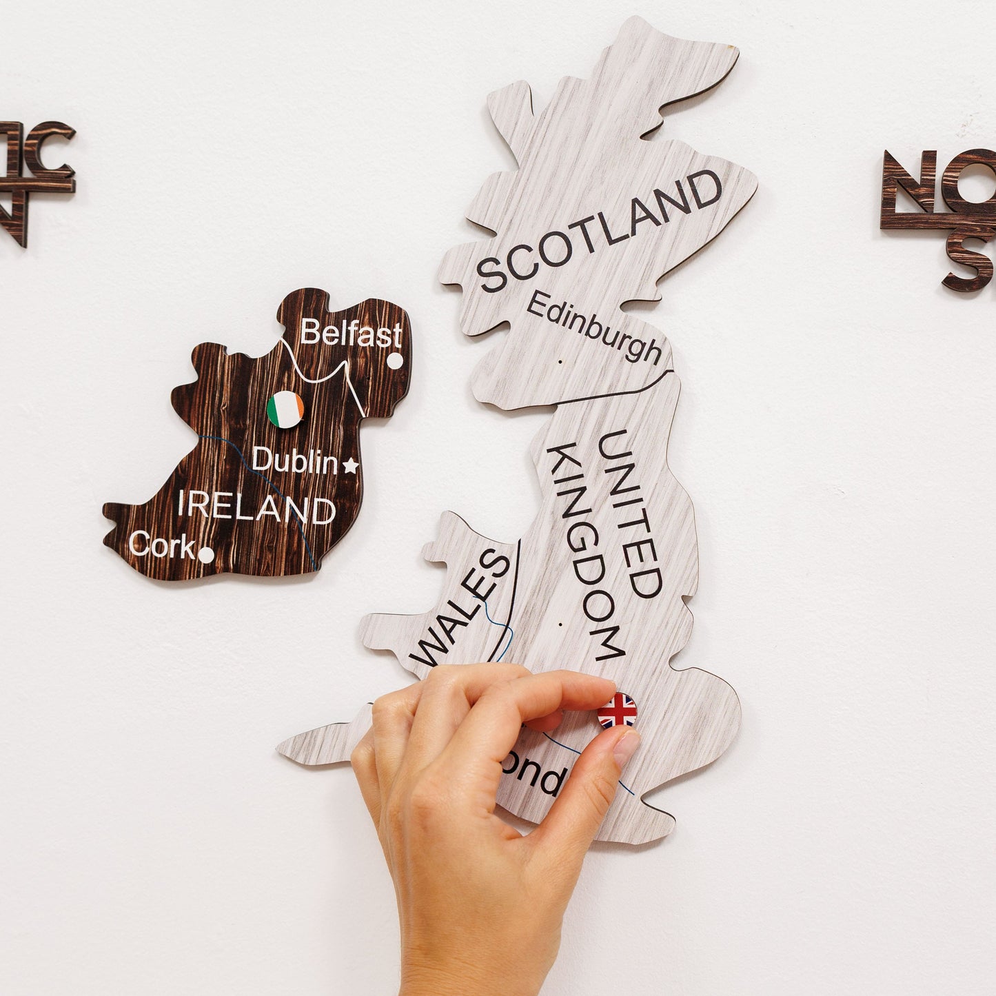 3D Wooden Europe Map Wall Art - Cappuccino