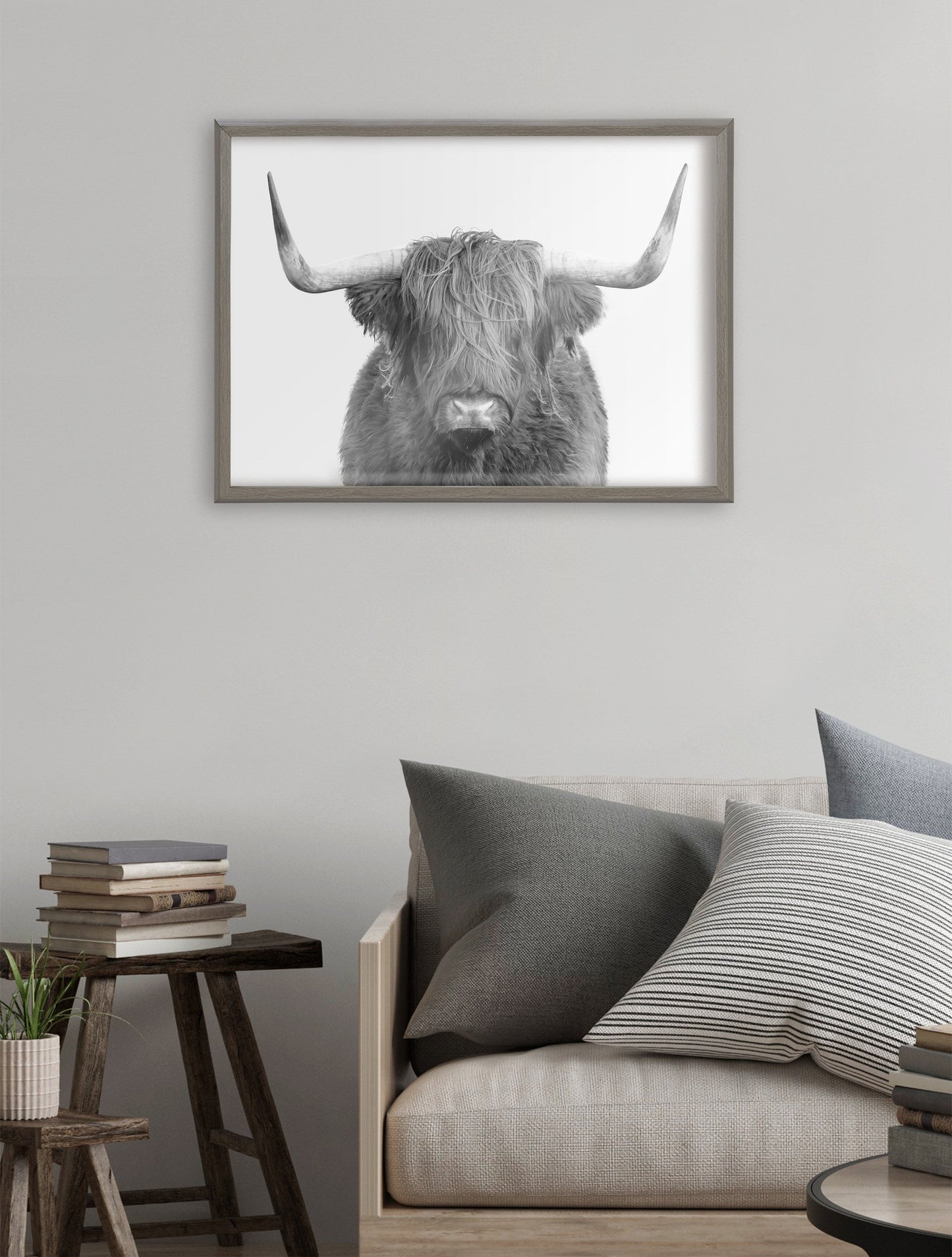 Highland Cow Portrait Framed Wall Art Print