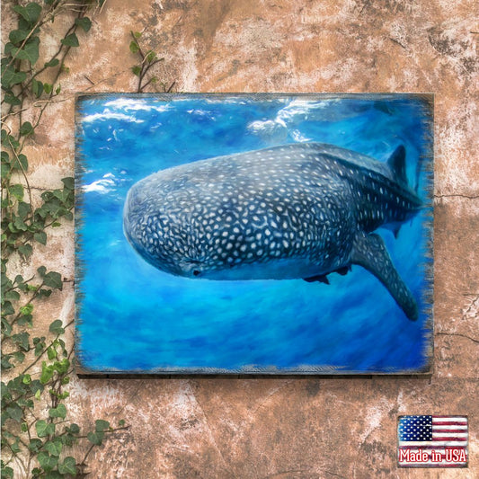 Blue Whale Wood Wall Art - Coastal Sea Life Decor