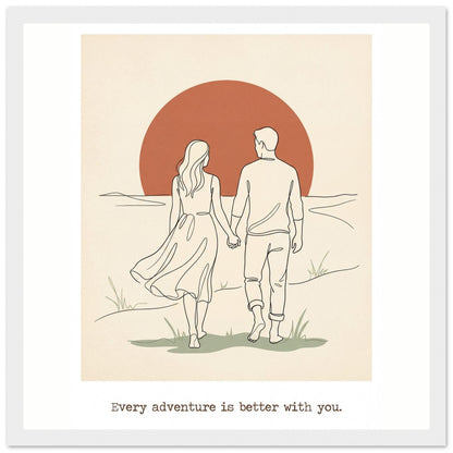 Romantic Wall Art - Couples Poster for Your Bedroom - 20x25 cm / 8x10″ - White frame / Ready-to-hang - Sparkycare