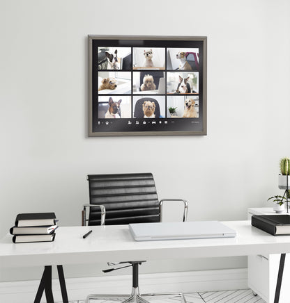 Video Chat Dogs Framed Glass Wall Art