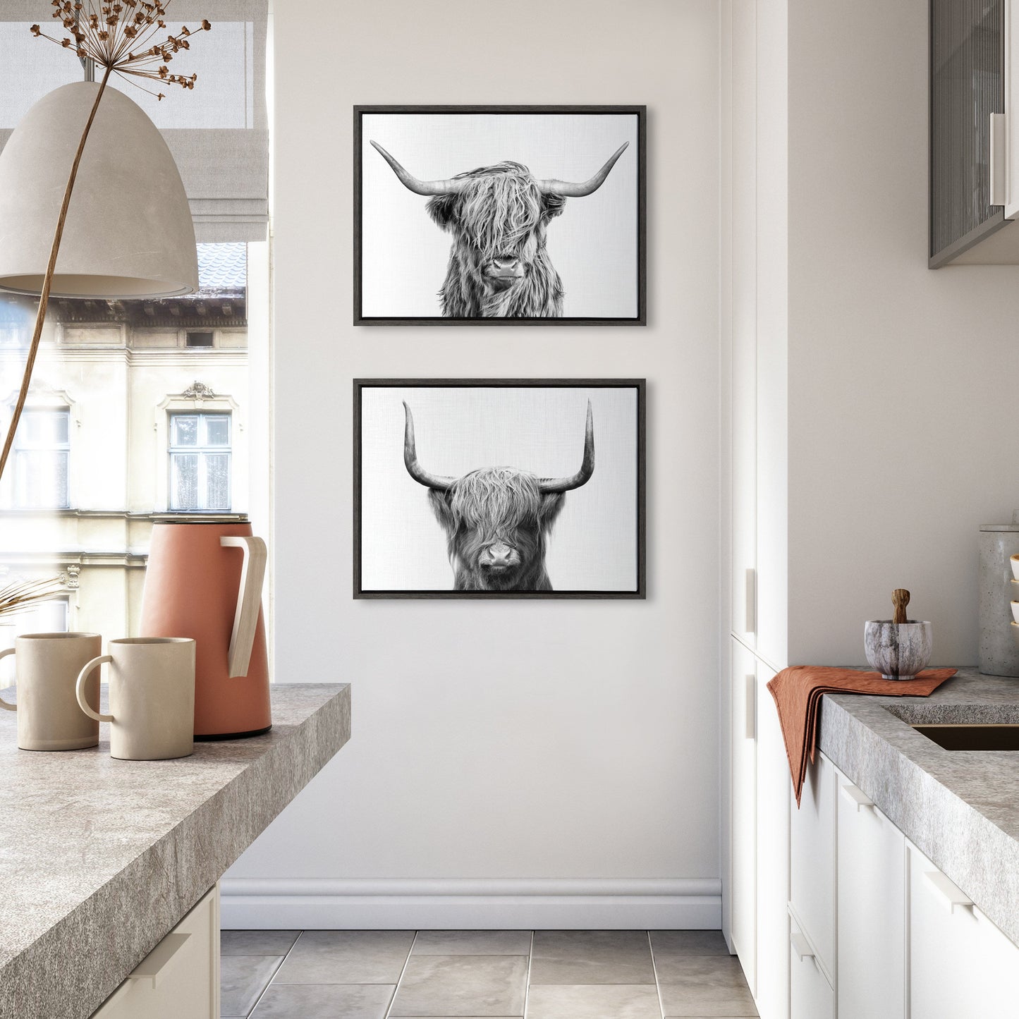 Highland Cow Duo 2 Piece Framed Canvas Art Set