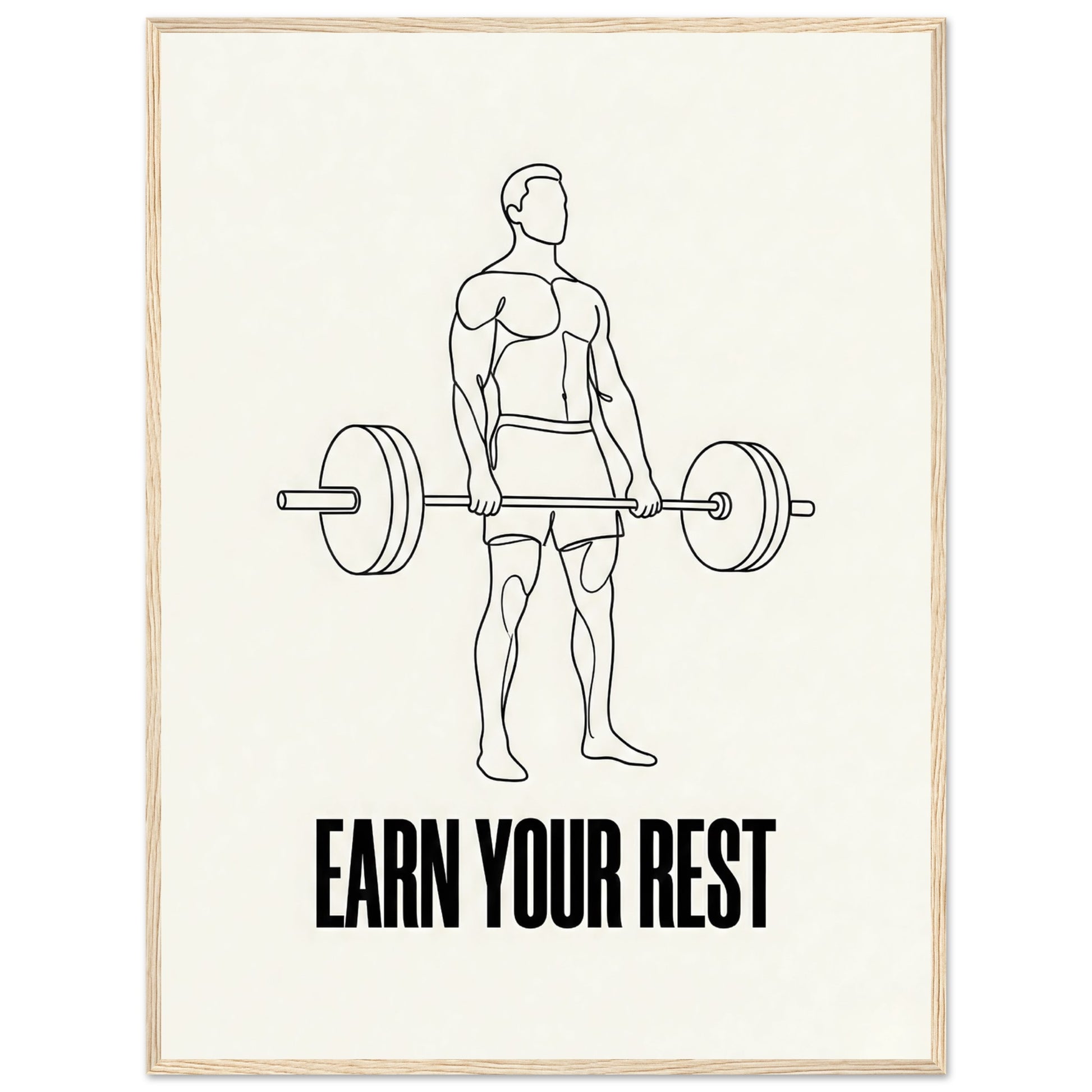 Earn Your Rest — Minimalist Deadlift Gym Poster - 13x18 cm / 5x7″ - White frame / Ready-to-hang - Sparkycare
