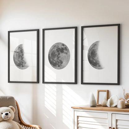 Moon Phases Wall Art Set of 3 (Unframed)