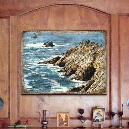 Ocean Cliff Wood Wall Art - Coastal Seascape Decor
