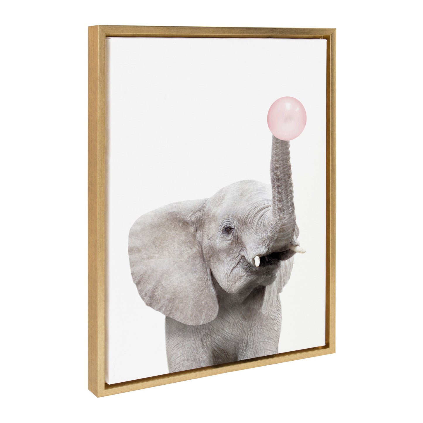 Bubble Gum Elephant Framed Canvas Wall Art