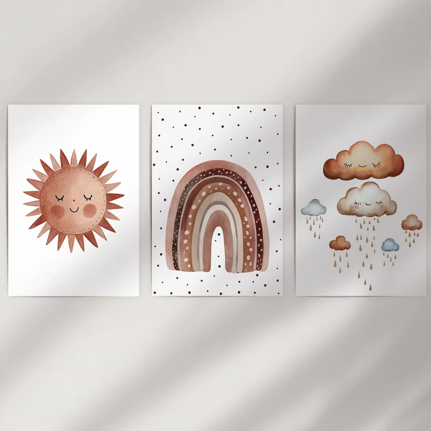 Minimalist Baby Room Wall Art Set Earthy Rainbow